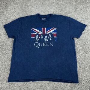 Queen Shirt Mens 2XL Blue Union Jack Flag Official Merch Music Short Sleeve